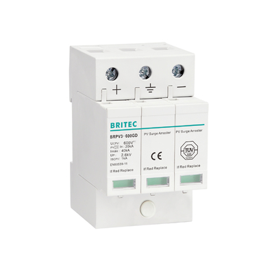 BRPV3-1000 DC Surge Arrester ضغط البرق 1000V PV spd 3p جهاز حماية من الطفرات الشمسية Dc Surge Protector Spd