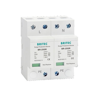 BR-25GR 1P 1P 3p نوع Spd Surge Protector مانع الصواعق Supresor SPD النوع الأول والنوع الثاني