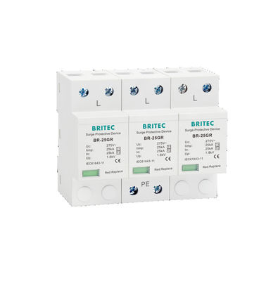 BR-25GR 1P 1P 3p نوع Spd Surge Protector مانع الصواعق Supresor SPD النوع الأول والنوع الثاني