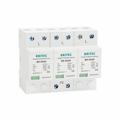 10/350μs نوع 1 إيقاف زيادة الطاقة 50KA جهاز حماية البرق البلاستيكي