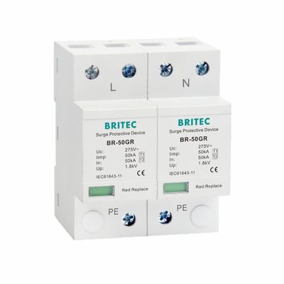 الدرجة الأولى: محجب التيار الكهربائي 10/350μs 50KA مرحلة واحدة 150V / 275V / 320V