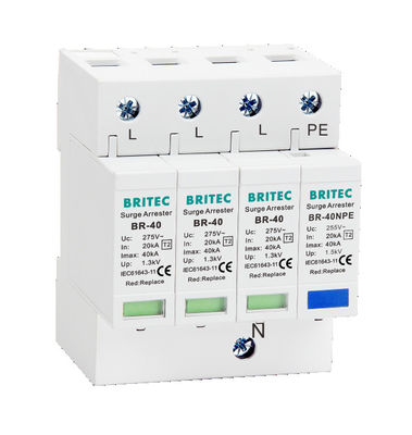 BR-40 4P 40kA 4 قطب 3 مرحلة توفيك التموج العازل التموج الممتص الحماية spd 275v الحماية من التموج البرق