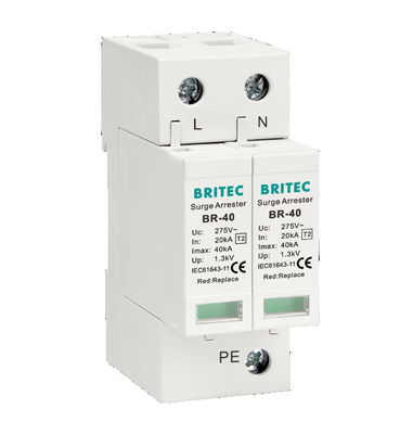 BR-40 3P نوع 2 Spd Surge Arrester الضوء Arrester Surge Protection Device 275v حماية من الضوء