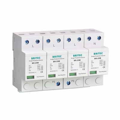 25KA T1 Surge Protector 4P جهاز حماية الطفرة نوع 1 + 2 + 3