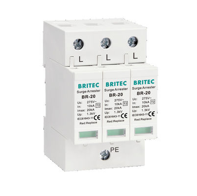 BR-20 3P + 1 20kA جهاز حماية من التوترات Spd حماية من التوترات الأرضية البرق Arrester الرعد محافظ من التوترات ثلاثية المراحل حماية من التوترات الطاقة SPD المصنع Spd أجهزة حماية من التوترات