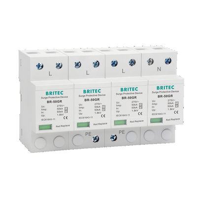 BR-50GR 4P Ac حماية الإضاءة نوع 1 Spd جهاز حماية من زيادة الطاقة Spd Filter spd t1 t2 نوع 1