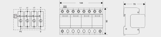 BR-25GR 4P SPD جهاز الحماية من الصواعق DIN Rail 35 Mm ac spd