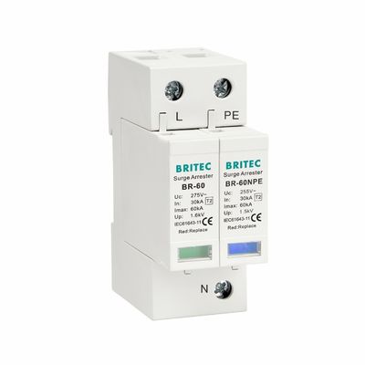 BR-60 1+1 نوع 2 حماية الطفرة جهاز حماية البرق 60KA الفئة C