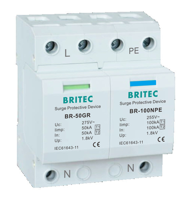 BRITEC BR-50GR 3P نوع 1 صواعق 50ka جهاز حماية الطفرة spd t1 t2 ac
