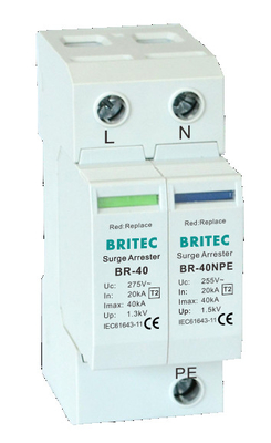 BR-40 1 + 1 DIN Rail Type 2 Surge Protection Device Spd Lightning Protection