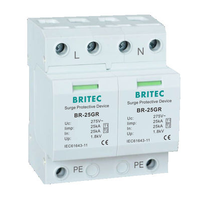 BR-25GR 1P+1 جهاز حماية من التوترات Spd Type1 ضغط التوترات ضغط التوترات AC
