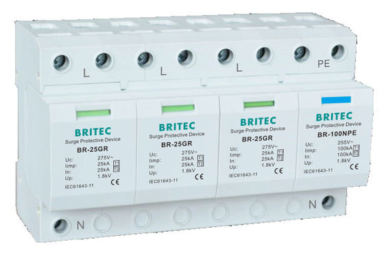 BR-25GR 1P+1 جهاز حماية من التوترات Spd Type1 ضغط التوترات ضغط التوترات AC