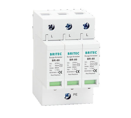 BR-80 2P جهاز حماية من زيادة الحرارة SPD 275v حماية من زيادة الحرارة البرقية حماية من البرق
