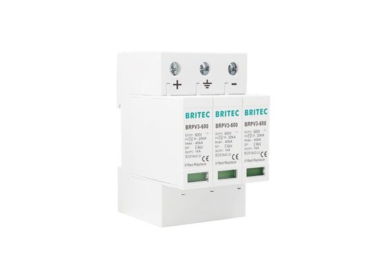 المواد البلاستيكية الحرارية IEC61643-31 600VDC 40kA Pv Protector Surge Protector حماية البرق