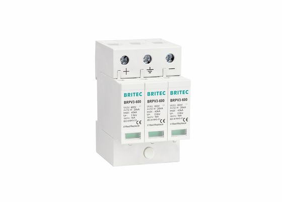 المواد البلاستيكية الحرارية IEC61643-31 600VDC 40kA Pv Protector Surge Protector حماية البرق