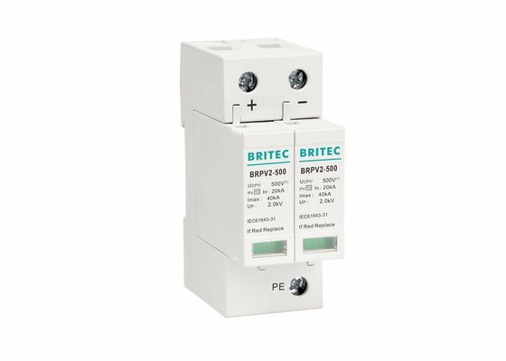40kA Solar DC Surge Arrester جهاز الحماية 500Vdc SPD 2 أقطاب