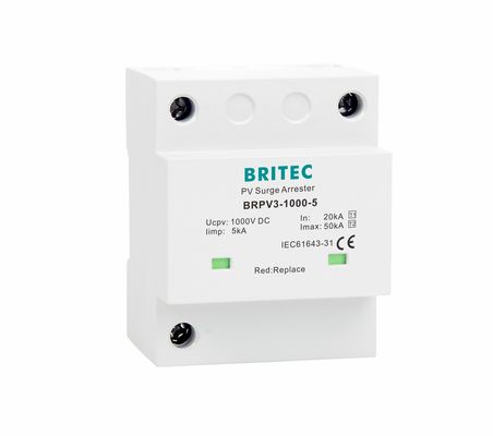 BRPV3-1000-5 T1 50kA DC 1000V 5kA النوع 1+2 PV جهاز حماية من زيادة التيار، جهاز حماية من زيادة التيار الشمسي t1 t2 dc SPD الضوئية SPDs