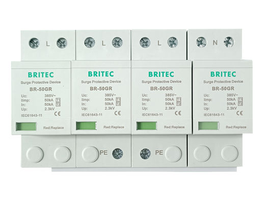 BR-50GR 4P Ac حماية الإضاءة الصين نوع 1 جهاز حماية زيادة الطاقة Spd spd t1 t2 نوع 1 عازل زيادة الطاقة