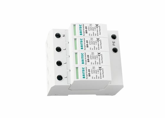 CE 20kA 4P Din Rail Class C جهاز حماية الطفرة صواعق