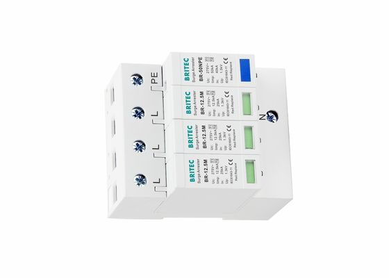 Iimp 12.5kA جهاز حماية من زيادة الحرارة مع غطاء بلاستيكي حرارة و DIN Rail Mount