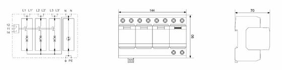 BR-50GR 3P+1 جهاز حماية من اندفاع التيار من الفئة 1، واقي من الصواعق SPD، SPD 50 كيلو أمبير، النوع 1، جهاز حماية من اندفاع التيار