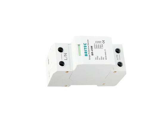 النوع 1 + 2 + 3 أجهزة حماية من زيادة التيار 25kA 1 Pole AC Surge Protector