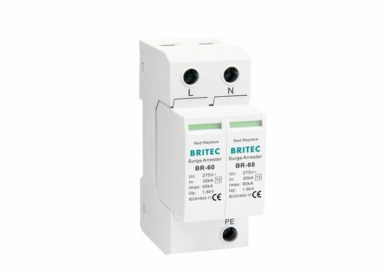 AC SPD 2 Pole MOV 60ka Din Rail Type 2 جهاز حماية الطفرة