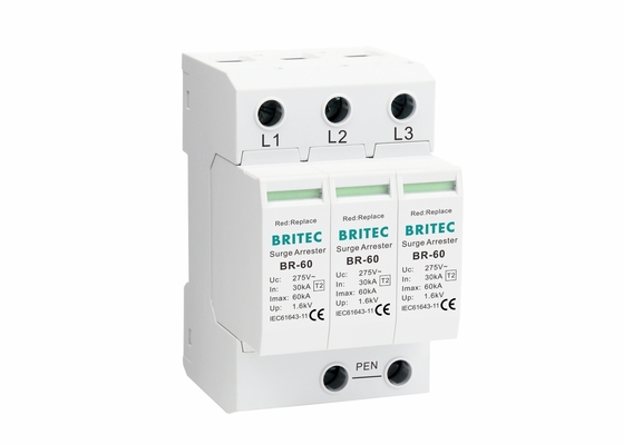 الجهد المنخفض 1.5kV 3P 60ka Mov Type 2 Surge Protection Device Surge Protector