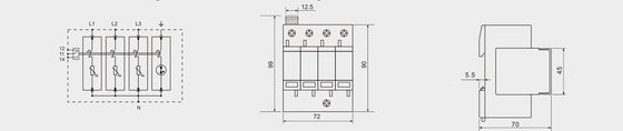 BR-40 3+1 440 نوع 2 حماية الطفرة الدين حديد حماية الطفرة الدين حديد صاعقة الصاعقة 40kA spd