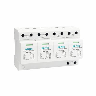 BRITEC BR-25M 3+1 نوع 1 جهاز حماية من زيادة التيار مع وحدة قابلة للتوصيل بقدرة 25 كيلو أمبير Iimp من النوع 1 وواقي من زيادة التيار