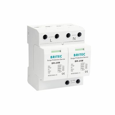 BRITEC BR-25M 3+1 نوع 1 جهاز حماية من زيادة التيار مع وحدة قابلة للتوصيل بقدرة 25 كيلو أمبير Iimp من النوع 1 وواقي من زيادة التيار
