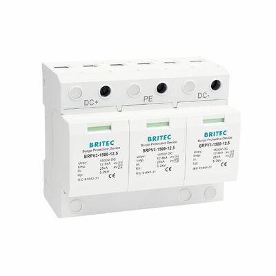 BRPV3-1500-6.25 PV Surge Arrester Module 3 جهاز حماية نوع 1+2 PV surge protector أنظمة الطاقة الشمسية spd 1500v dc t1 t2 Solar Dc Spd pv lightning arrester نوع 1+2 PV surge protector