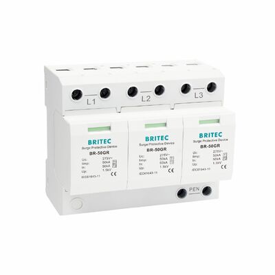 BR-50GR 3+1 OEM ODM فجوة الشرارة 50ka جهاز حماية من التوتر الكهربائي منخفض الجهد الفئة 1 جهاز إيقاف التوتر النوع 1 spd أجهزة حماية من التوتر النوع 1 SPD شبكة توزيع كهربائية منخفضة الجهد LV