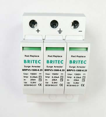 BRPV3-1500-6.25 جهاز الحماية من زيادة التيار المستمر dc spd للطاقة الشمسية dc spd مانعة صواعق ونتشو 1500 فولت 3 أقطاب spd تيار مستمر 500 فولت t1 t2 سعر SPD من النوع 1