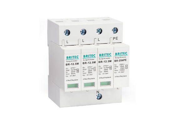 AC 275v Type 1 + 2 3 Pole + NPE Power Lightning Protection Class 1 + 2 مانع الصواعق