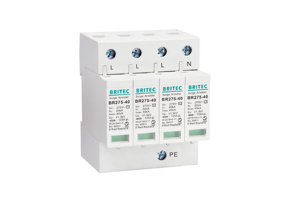 40kA ثلاث مراحل AC SPD الكهربائية المصنعة من البلاستيك مانع الرعد