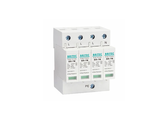 AC Power 7KA 4P 3 Phase صواعق صناعية ، 275V Din rail
