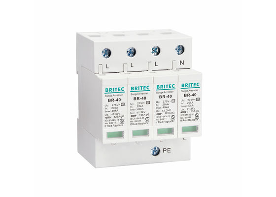 جهاز الحماية من الصواعق من النوع 2 ثلاثي الطور BR-40 4P 4 Pole Surge Protector