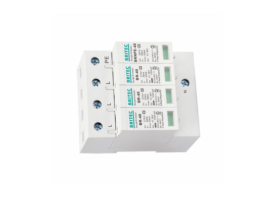 3P + NPE 40kA واقي من الصواعق بلاستيك UL94 –V0 Type 2 Surge Protection Device