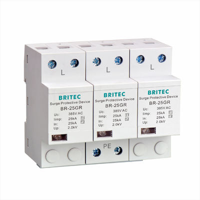 BR-25M 3P+1NPE 25kA T1+T2 مانع الصواعق B+C الجهد المنخفض 3 المرحلة النوع 1 AC spd
