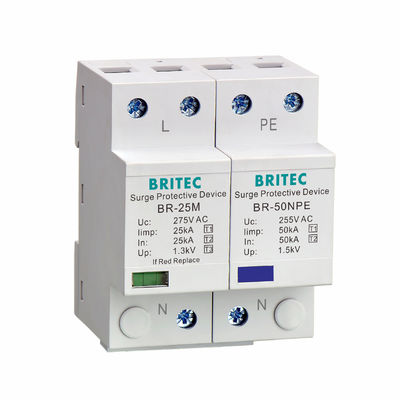 BR-25M 3P+1NPE 25kA T1+T2 مانع الصواعق B+C الجهد المنخفض 3 المرحلة النوع 1 AC spd