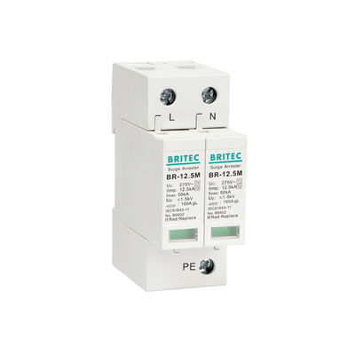 BRITEC BR-12.5M 2P 12.5kA مرحلة واحدة Spd مانع الصواعق جهاز حماية من الرعد