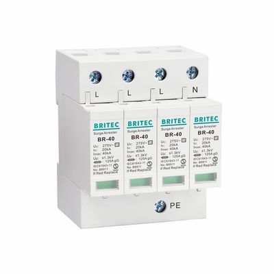 BR-40 3P نوع 2 جهاز حماية من زيادة الطاقة SPD T2 حماية من الصاعقة 275v حماية من الصاعقة SPD الكهربائية