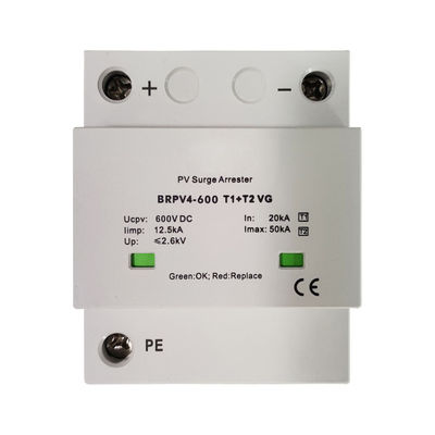BRPV3-1000 T1 50ka DC 1000V 12.5ka Pv عداد الطفرات الشمسية جهاز حماية الطفرات الشمسية الطاقة الشمسية SPDs قمع الجهد الشمسي
