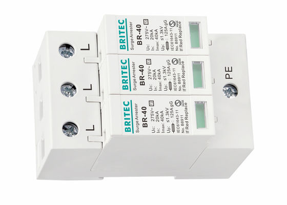 استجابة سريعة 40KA 275VAC Class C SPD Type 2 3 Pole Surge Protector