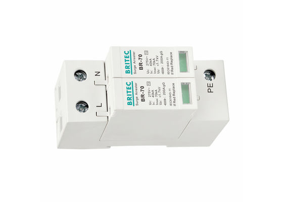 AC Type 2 Surge Protection Device 70kA DIN Rail محمولة صواعق Arrester