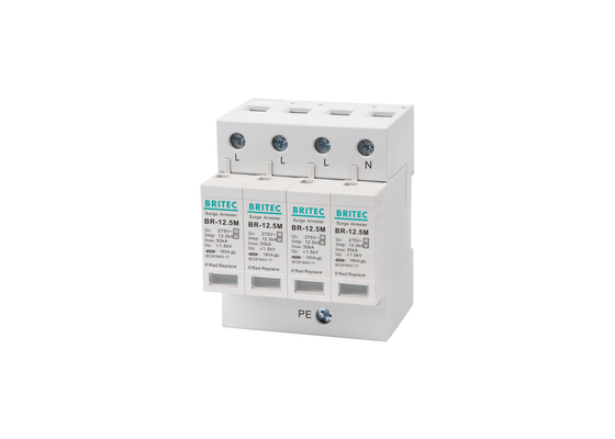 الفئة القابلة للتوصيل 1 + 2 (B + C) Lightning Arrester Surge Protector SPD 10/350 12.5kA 4P
