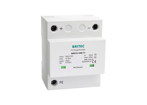 صنف من الدرجة الأولى SPD PV صواعق الطفرة لأنظمة الضوئية 12.5kA 10 / 350us