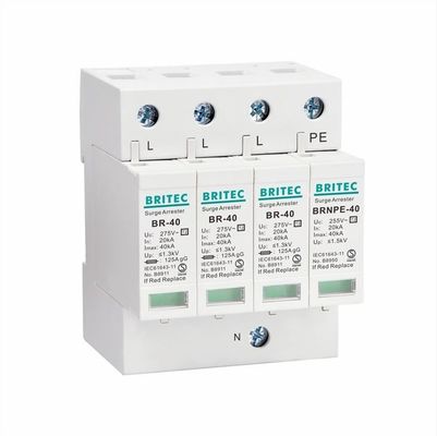 BR-40 2P 40kA نوع 2 TVSS Spd الفاز الواحد نوع 2 الفاز الواحد 275v ac spd جهاز حماية التيار الكهربائي