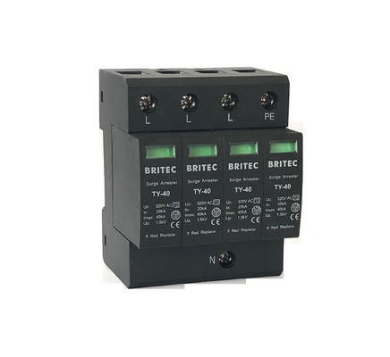 جهاز الحماية من الصواعق BR-40 من النوع 2 الأسود 3P + 1 IP20 واقي الرعد من البرق